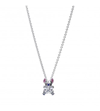 PANDORA 393743C01 Disney Stitch pendant necklace with clear cubic zirconia,
 purple, blue and black enamel
