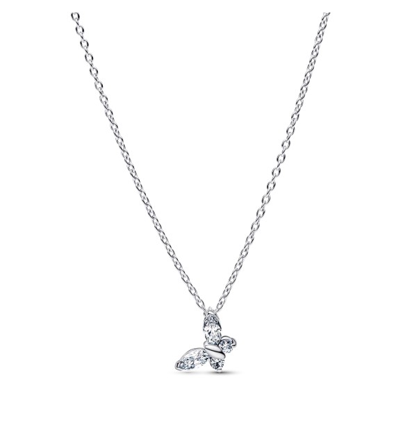 394266C01-45 Butterfly sterling silver collier with clear cubic zirconia