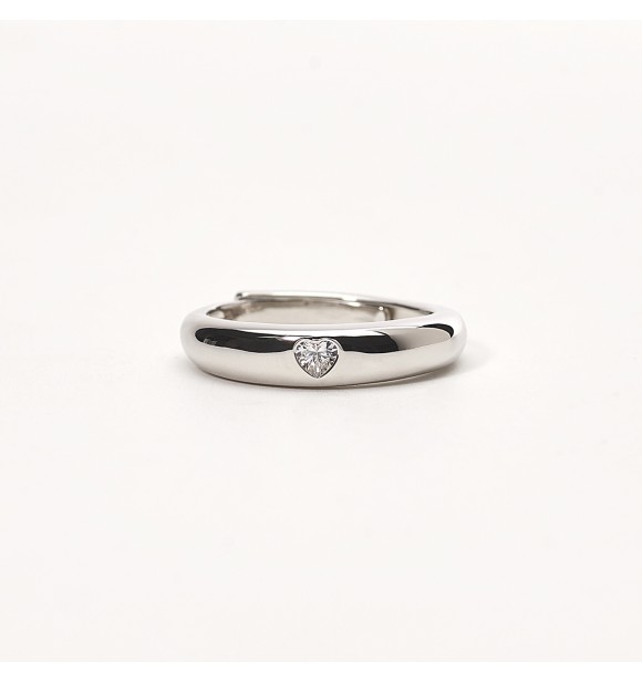 Anillo de plata 925 rodiada con circonitas talla corazón 3x3 mm ajustable del tamaño 11 al 19