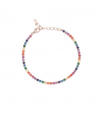 Pulsera de plata 925 chapada en oro rosa con circonitas multicolores