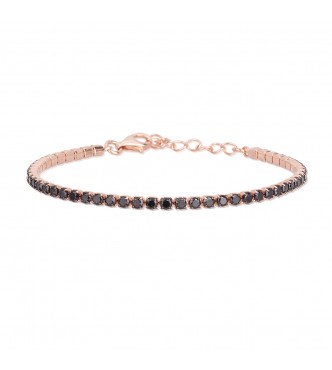 Pulsera de plata 925 chapada en oro rosa con circonitas negras.