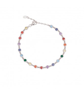 Pulsera de plata 925, rodiada con circonitas multicolores