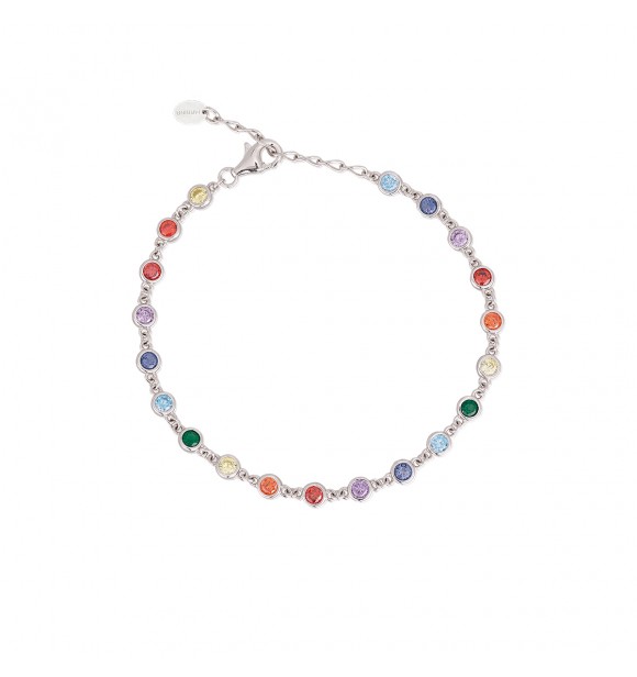 Pulsera de plata 925, rodiada con circonitas multicolores