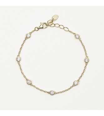 Pulsera de plata chapada en oro 925, cadena rolò,
 ancho 1,50 mm, largo regulable de 16 a 19 cm con circonitas blancas 3 mm.