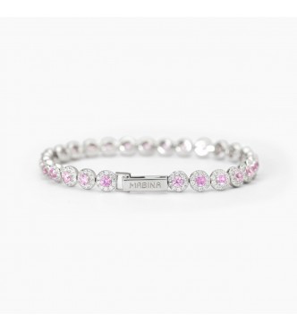 Pulsera Tennis de plata 925 rodiada con turmalinas sintéticas 3 mm y circonitas blancas 1,
25 mm, longitud 18 cm