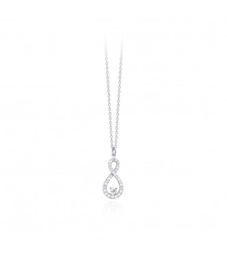 Gargantilla de plata 925, rodiada con colgante infinito y circonitas.