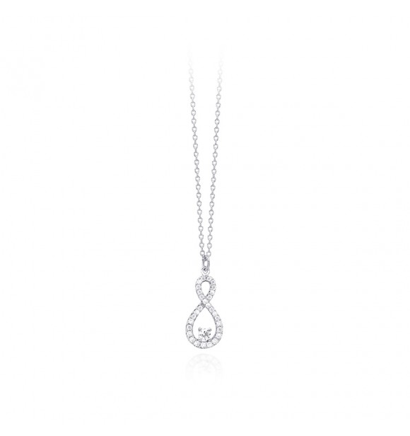 Gargantilla de plata 925, rodiada con colgante infinito y circonitas.