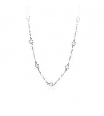 Gargantilla de plata 925,
 rodiada con circonitas multicolores