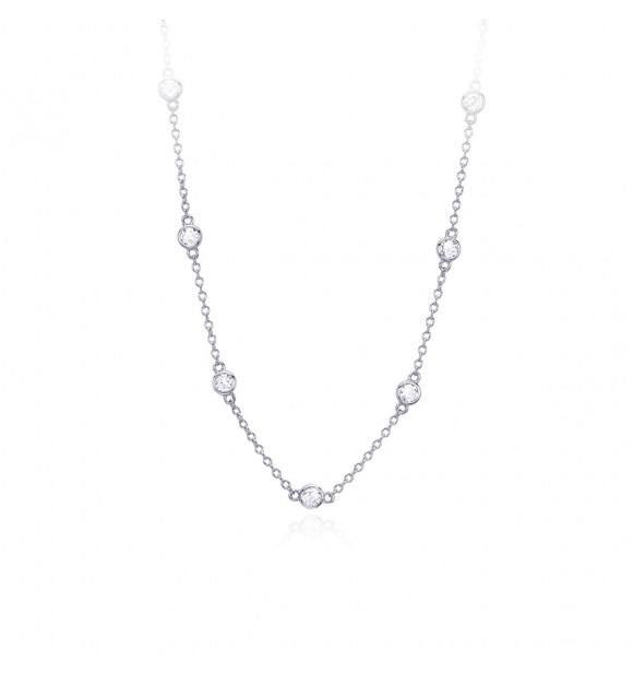 Gargantilla de plata 925,
 rodiada con circonitas multicolores
