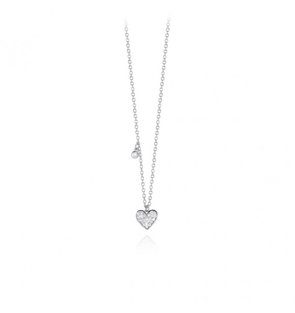 Gargantilla de plata 925,
 colgante corazon con circonitas