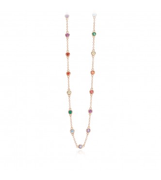 Gargantilla de plata 925, chapada en oro rosa de 18k con circonitas multicolores