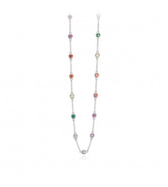 Gargantilla de plata 925, rodiada con circonitas multicolores