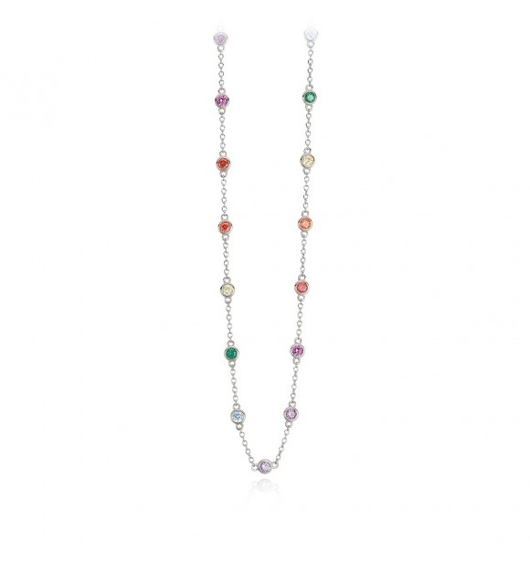 Gargantilla de plata 925, rodiada con circonitas multicolores