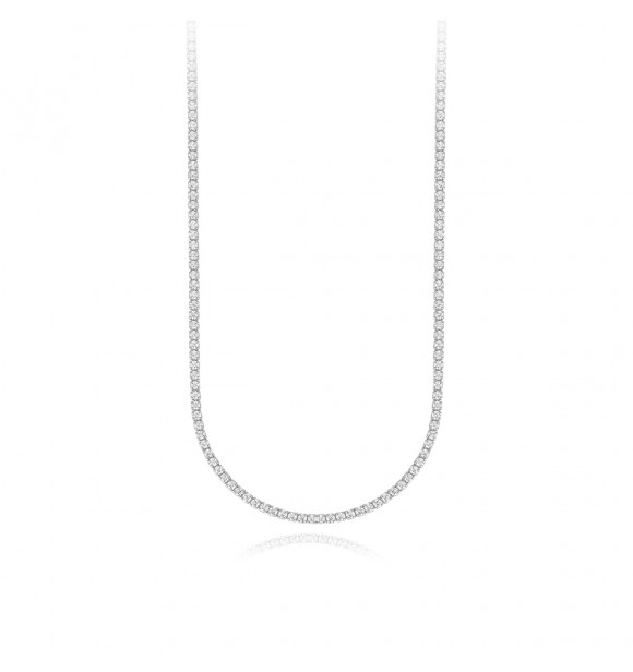 Collar de plata 925 con circonitas blancas, largo ajustable de 36 a 41 cm