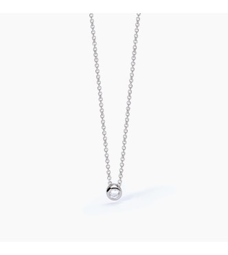 Gargantilla de plata 925 rodiada con cadena forzatina de 1,
15 mm, colgante con circonita blanca 3 mm, largo regulable de 39 a 43 cm.