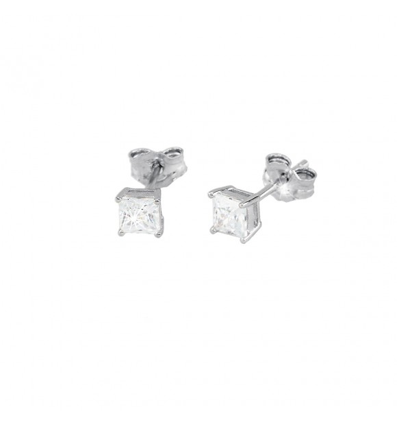 Pendientes de plata 925 con circonitas blancas de 4 mm