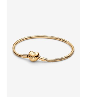 563050C00-16 Snake chain 14k gold-plated bracelet with heart clasp