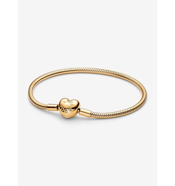 563050C00-16 Snake chain 14k gold-plated bracelet with heart clasp