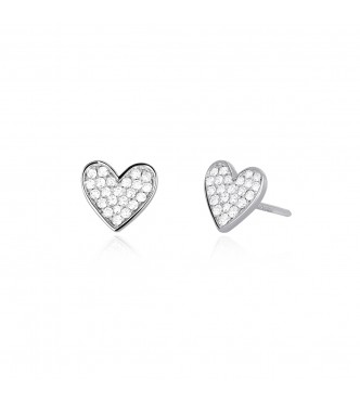 Pendientes de plata 925, corazon con circonitas