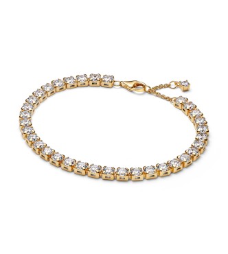 PANDORA 563539C01 Pulsera de tenis bañada en oro de 14k con circonitas cúbicas transparentes