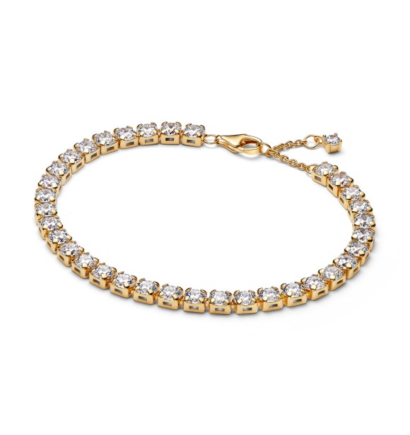 PANDORA 563539C01 Pulsera de tenis bañada en oro de 14k con circonitas cúbicas transparentes