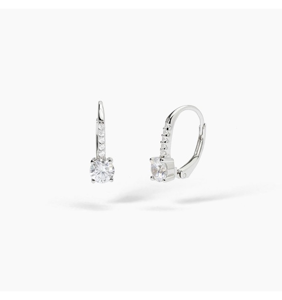Pendientes de plata 925 rodiada con circonitas blancas 5 y 1,
25 mm