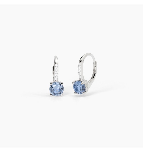 Pendientes de plata 925 rodiada con aguamarinas sintéticas 6 mm y circonitas blancas 1,
25 mm