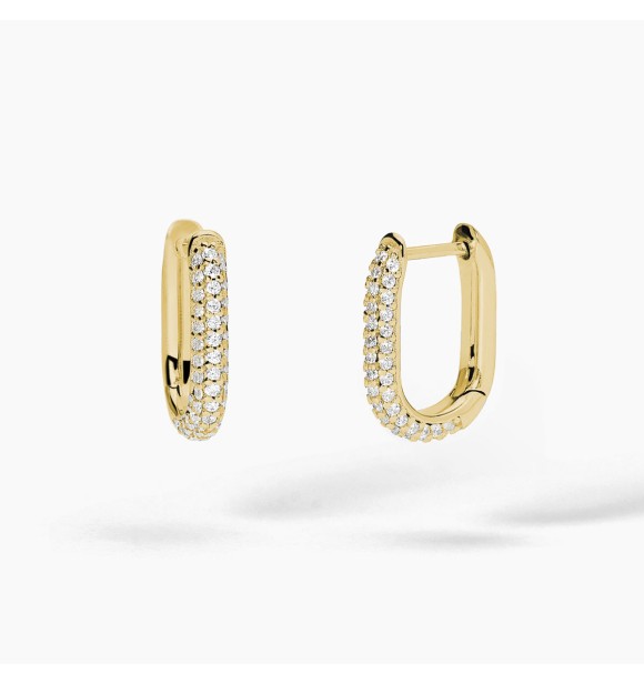 Pendientes de plata 925/ chapada oro 18K con circonitas blancas 1 mm,
 longitud total pendiente