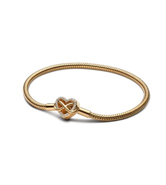 563758C01-20 Snake chain 14k gold-plated bracelet with clear cubic zirconia