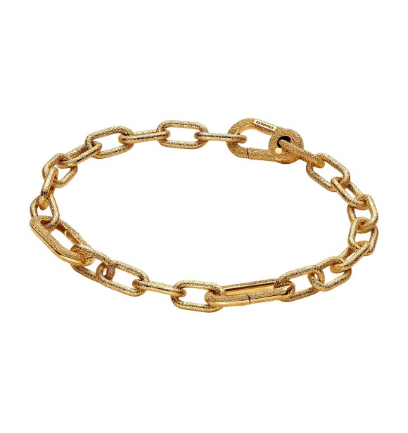 563829C00-4 Textured 14k gold-plated link bracelet with 2 openable links
