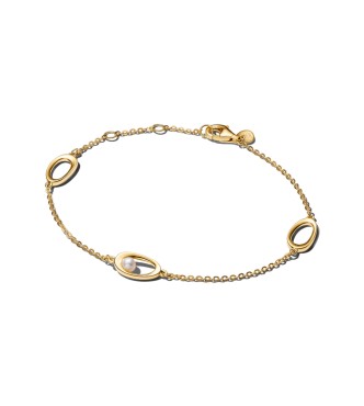 564677C01-20 14k gold-plated bracelet with white treated freshwater cultured pearl