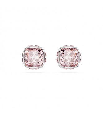 SWAROVSKI PENDIENTES DE BOTON BIRTHSTONE, TALLA CUADRADA, JUNIO, ROSAS, BAÑO  DE RODIO