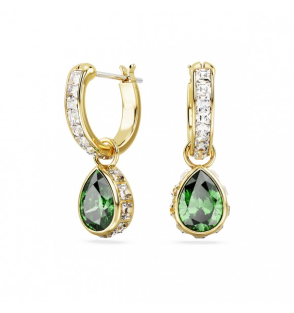 SWAROVSKI PENDIENTES STILLA, TALLA PERA VERDES, BAÑO TONO ORO