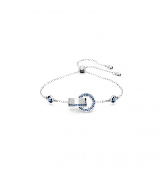 SWAROVSKI PULSERA HOLLOW, BUCLE ENTRELAZADO,
 AZUL, BAÑO DE RODIO