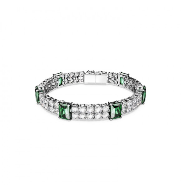 SWAROVSKI PULSERA MATRIX TALLAS MIXTAS VERDE BAÑO DE RODIO