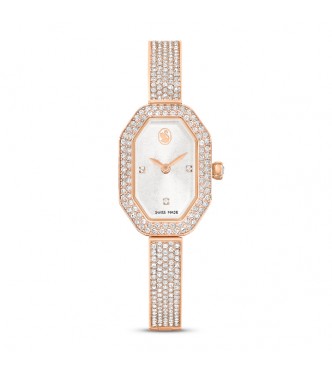 SWAROVSKI RELOJ DEXTERA BANGLE, FABRICADO EN SUIZA,
 BRAZALETE DE METAL, TONO ORO ROSA