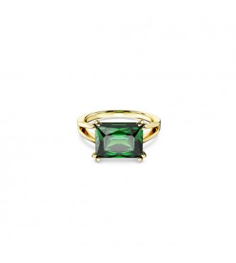 SWAROVSKI ANILLO DE COCTEL MATRIX, TALLA RECTANGULAR VERDE,
 BAÑO TONO ORO