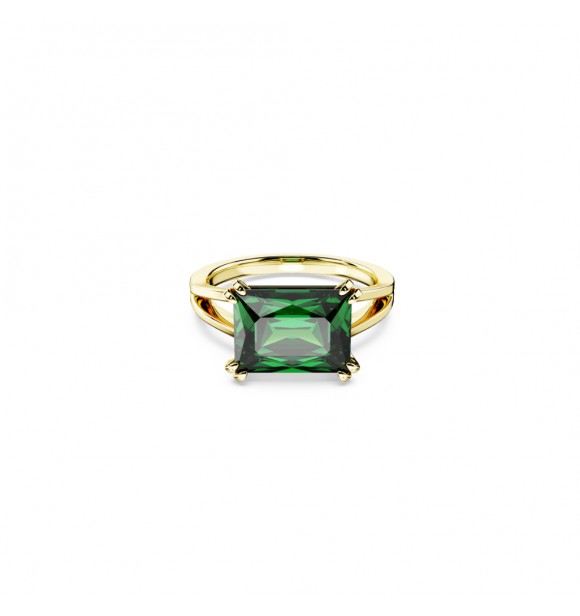 SWAROVSKI ANILLO DE COCTEL MATRIX,
 TALLA RECTANGULAR, VERDE, BAÑAO TONO OTO