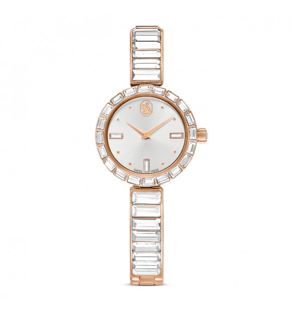 SWAROVSKI RELOJ MATRIX BANGLE, FABRICADO EN SUIZA,
 PULSERA DE CRISTAL,TONO ORO ROSA , ACABADO TONO ORO ROSA