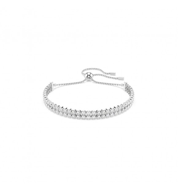 SWAROVSKI PULSERA TENNIS MATRIX, TAÑÑA REDONDA BLANCA,
 BAÑO DE RODIO