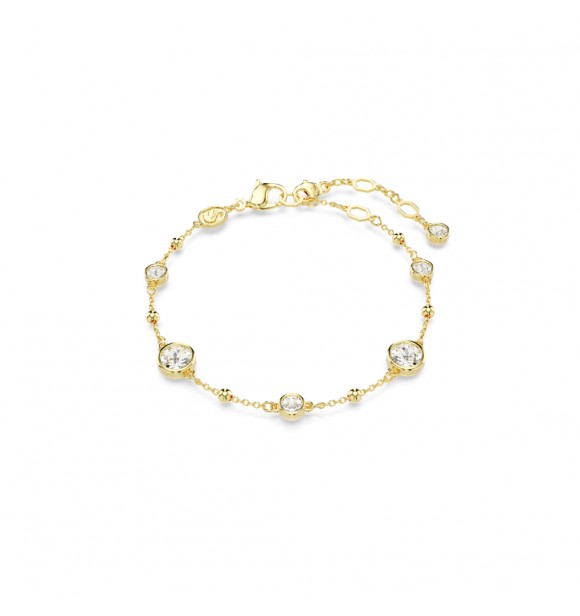 SWAROVSKI PULSERA IMBER, TALLA REDONDA BLANCA, BAÑO TONO ORO