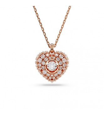 SWAROVSKI COLGANTE HYPERBOLA CORAZÓN BLANCO BAÑO TONO ORO  ROSA