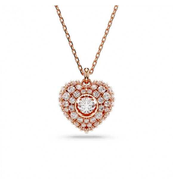 SWAROVSKI COLGANTE HYPERBOLA CORAZÓN BLANCO BAÑO TONO ORO  ROSA
