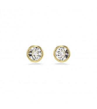 SWAROVSKI PENDIENTES BONTON IMBER, TALLA REDONDA,
 BLANCOS, BAÑO TONO ORO