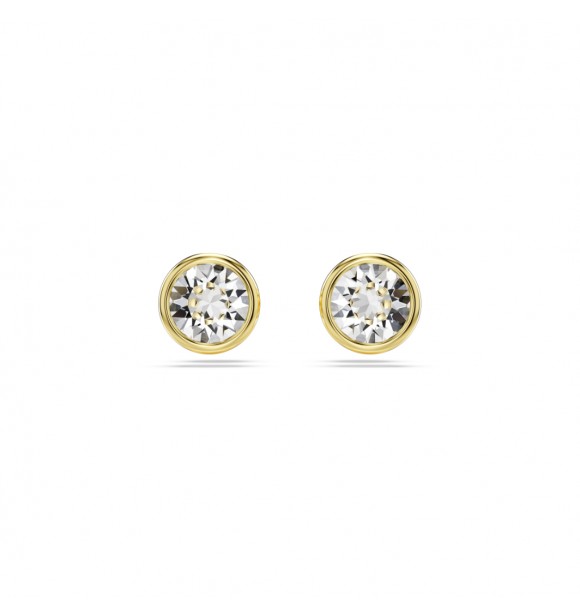 SWAROVSKI PENDIENTES BONTON IMBER, TALLA REDONDA,
 BLANCOS, BAÑO TONO ORO