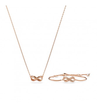 SWAROVSKI CONJUNTO HYPERBOLA, SIMBOLO INFINITO,
 BLANCO, BAÑO TONO ORO ROSA