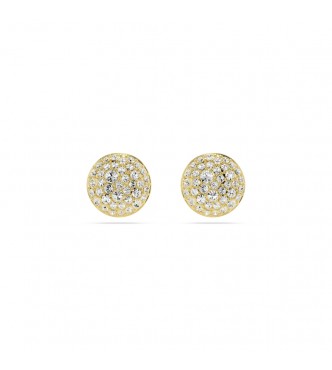 SWAROVSKI PENDIENTES BOTON METEORA, BLANCOS,
 BAÑO TONO ORO.