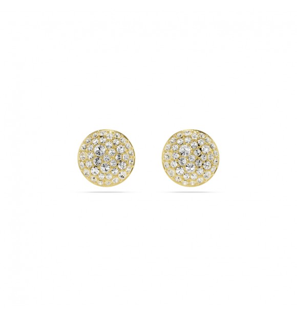SWAROVSKI PENDIENTES BOTON METEORA, BLANCOS,
 BAÑO TONO ORO.