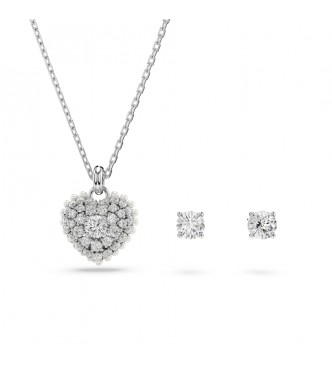 SWAROVSKI CONJUNTO HYPERBOLA CORANZÓN BLANCO,
 BAÑO DE RODIO