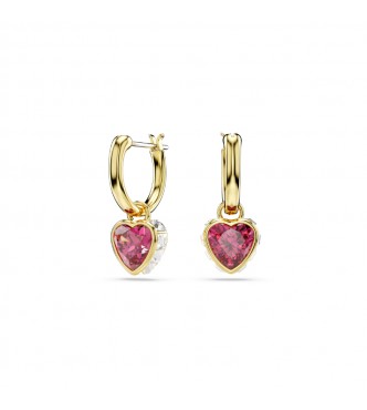SWAROVSKI PENDIENTES STILLA, CORAZÓN, ROJOS,
 BAÑO TONO ORO